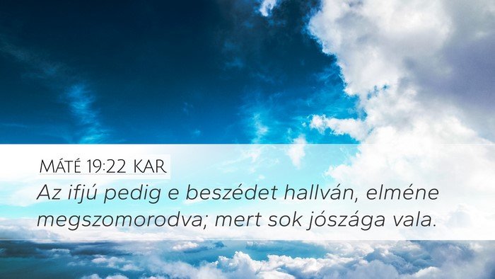 Máté 19:22 KAR Desktop Wallpaper - Az ifjú pedig e beszédet hallván, elméne - Desktop Bible Verse Wallpaper