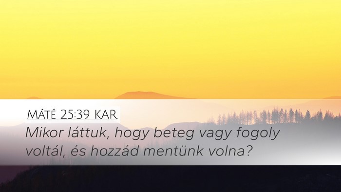 Máté 25:39 KAR Desktop Wallpaper - Mikor láttuk, hogy beteg vagy fogoly voltál, - Desktop Bible Verse Wallpaper