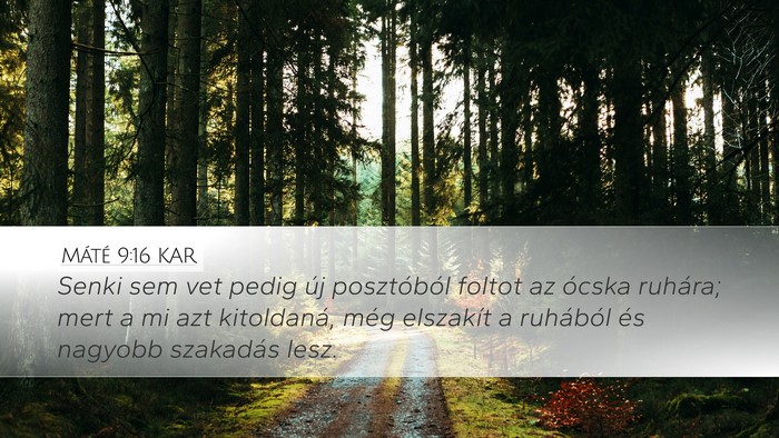 Máté 9:16 KAR Desktop Wallpaper - Senki sem vet pedig új posztóból foltot az - Desktop Bible Verse Wallpaper