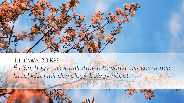 Nehémiás 13:3 KAR Desktop Wallpaper - És lõn, hogy mikor hallották e törvényt, - Desktop Bible Verse Wallpaper