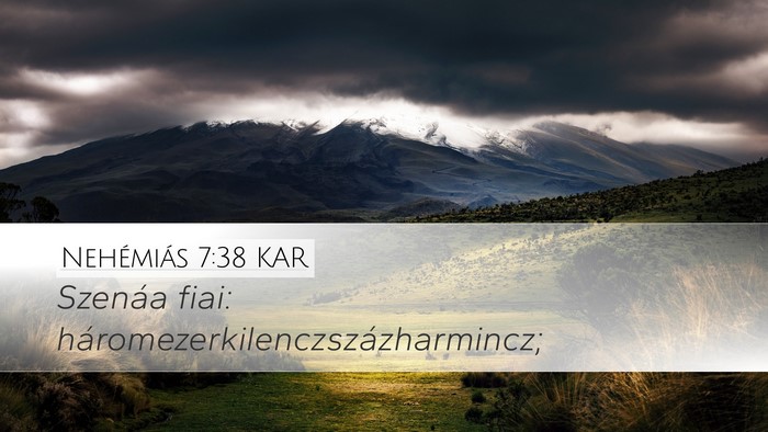 Nehémiás 7:38 KAR Desktop Wallpaper - Szenáa fiai: - Desktop Bible Verse Wallpaper