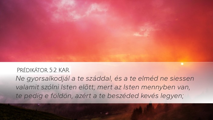 Prédikátor 5:2 KAR Bible Verse Image