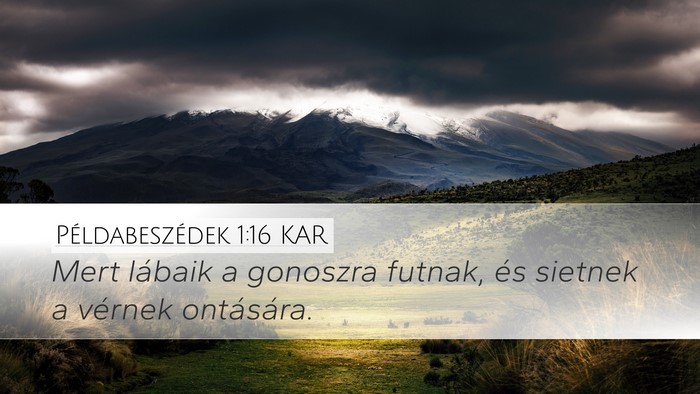 Példabeszédek 1:16 KAR Bible Verse Image