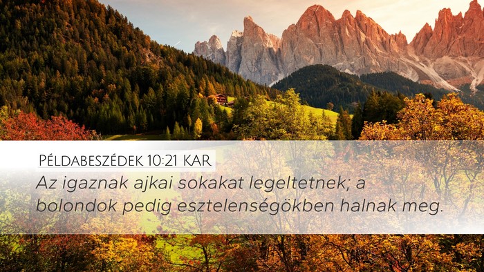 Példabeszédek 10:21 KAR Bible Verse Image