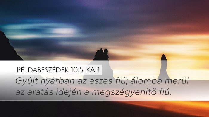 Példabeszédek 10:5 KAR Bible Verse Image