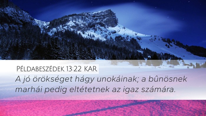 Példabeszédek 13:22 KAR Bible Verse Image