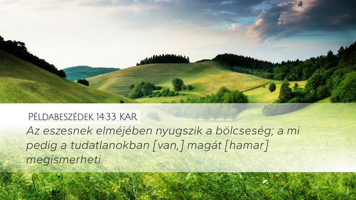 Példabeszédek 14:33 KAR Bible Verse Image