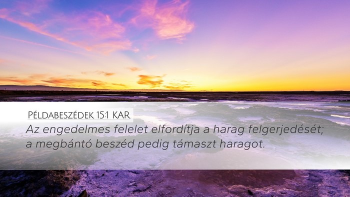 Példabeszédek 15:1 KAR Bible Verse Image