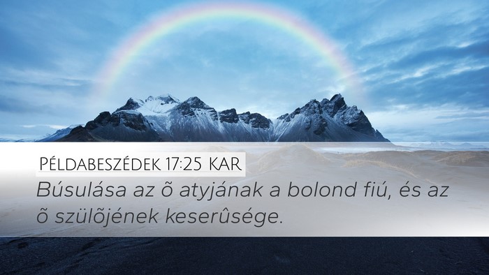 Példabeszédek 17:25 KAR Bible Verse Image