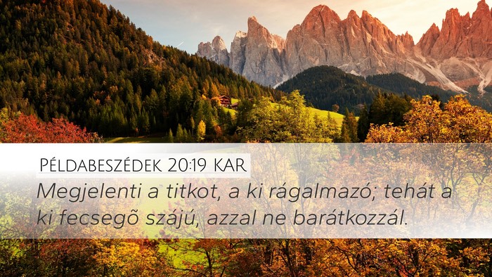 Példabeszédek 20:19 KAR Bible Verse Image