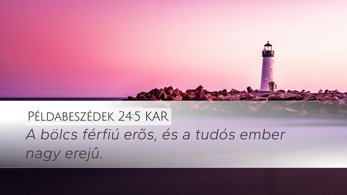 Példabeszédek 24:5 KAR Desktop Wallpaper - A bölcs férfiú erõs, és a tudós ember nagy - Desktop Bible Verse Wallpaper