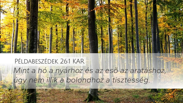 Példabeszédek 26:1 KAR Bible Verse Image