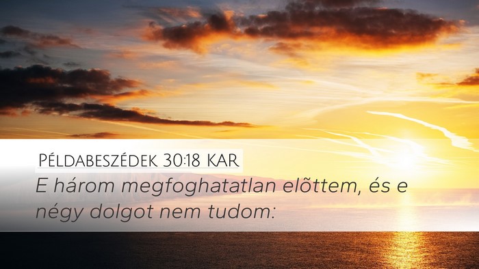 Példabeszédek 30:18 KAR Desktop Wallpaper - E három megfoghatatlan elõttem, és e négy - Desktop Bible Verse Wallpaper