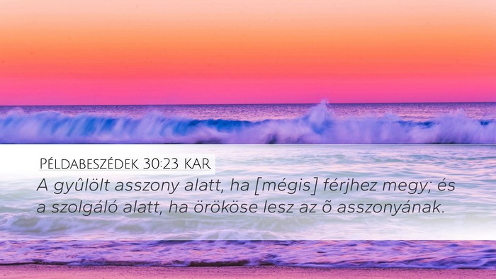 Példabeszédek 30:23 KAR Desktop Wallpaper - A gyûlölt asszony alatt, ha [mégis] férjhez - Desktop Bible Verse Wallpaper