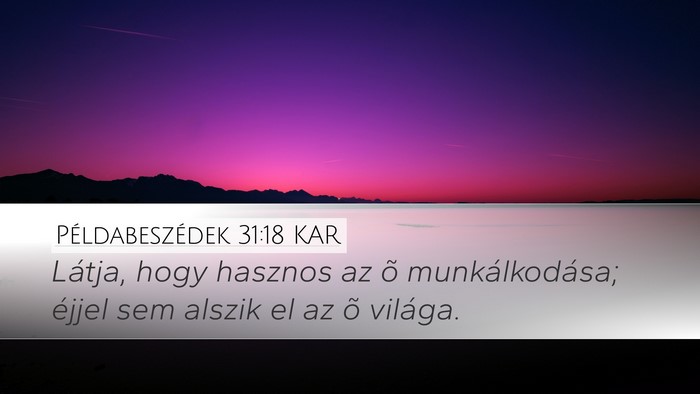 Példabeszédek 31:18 KAR Desktop Wallpaper - Látja, hogy hasznos az õ munkálkodása; éjjel - Desktop Bible Verse Wallpaper
