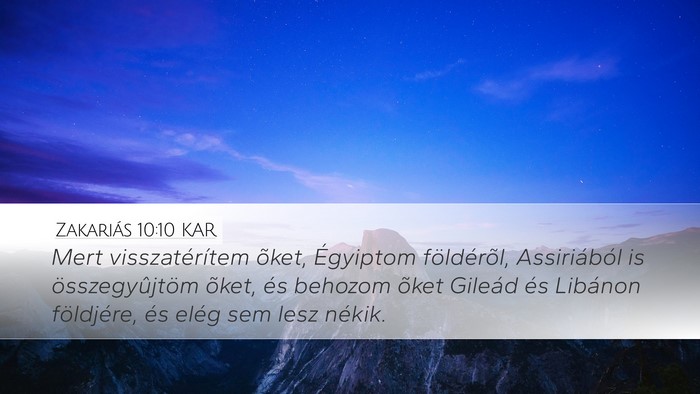 Zakariás 10:10 KAR Bible Verse Image