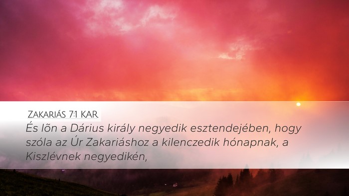 Zakariás 7:1 KAR Bible Verse Image