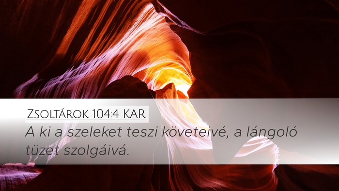 Zsoltárok 104:4 KAR Desktop Wallpaper - A ki a szeleket teszi követeivé, a lángoló - Desktop Bible Verse Wallpaper