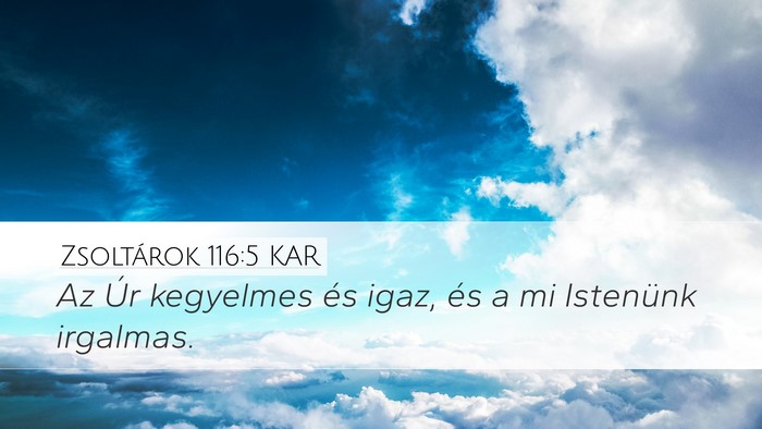 Zsoltárok 116:5 KAR Desktop Wallpaper - Az Úr kegyelmes és igaz, és a mi Istenünk - Desktop Bible Verse Wallpaper