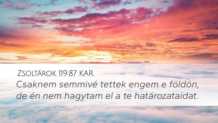 Zsoltárok 119:87 KAR Desktop Wallpaper - Csaknem semmivé tettek engem e földön, de én - Desktop Bible Verse Wallpaper