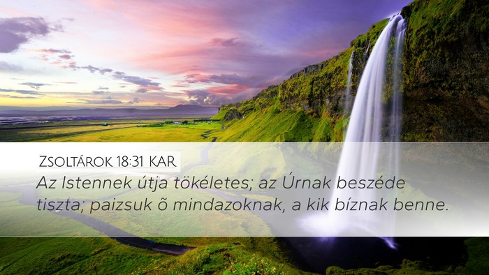 Zsoltárok 18:31 KAR Desktop Wallpaper - Az Istennek útja tökéletes; az Úrnak beszéde - Desktop Bible Verse Wallpaper