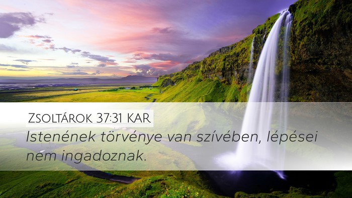 Zsoltárok 37:31 KAR Desktop Wallpaper - Istenének törvénye van szívében, lépései - Desktop Bible Verse Wallpaper
