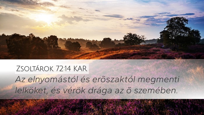 Zsoltárok 72:14 KAR Desktop Wallpaper - Az elnyomástól és erõszaktól megmenti - Desktop Bible Verse Wallpaper