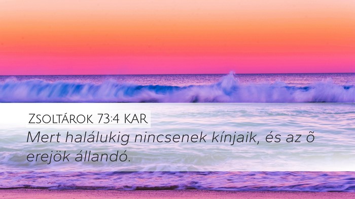 Zsoltárok 73:4 KAR Desktop Wallpaper - Mert halálukig nincsenek kínjaik, és az õ - Desktop Bible Verse Wallpaper