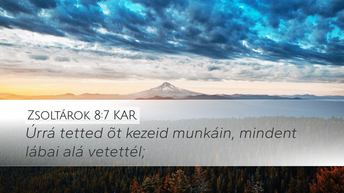 Zsoltárok 8:7 KAR Desktop Wallpaper - Úrrá tetted õt kezeid munkáin, mindent lábai - Desktop Bible Verse Wallpaper