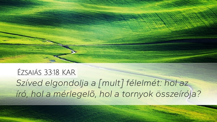 Ézsaiás 33:18 KAR Desktop Wallpaper - Szíved elgondolja a [mult] félelmét: hol az - Desktop Bible Verse Wallpaper
