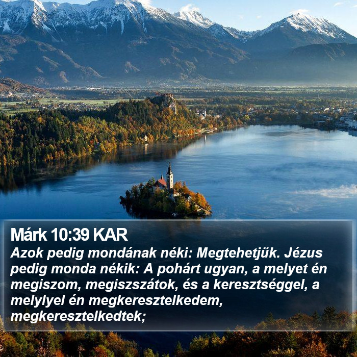 Azok Márk 10:39 KAR - Azok pedig mondának néki: Megtehetjük. Jézus