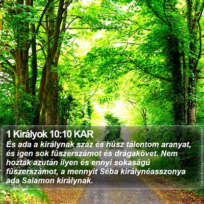 1 Királyok 10:10 KAR Bible Verse Image