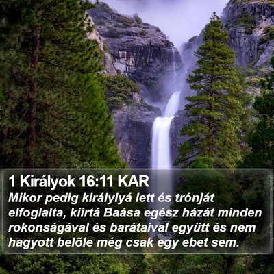 1 Királyok 16:11 KAR Bible Verse Image