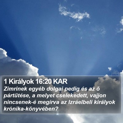 1 Királyok 16:20 KAR Bible Verse Image