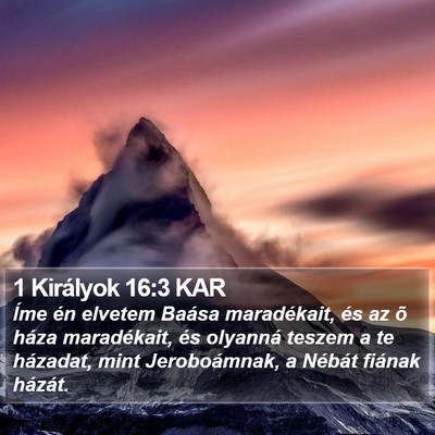 1 Királyok 16:3 KAR Bible Verse Image