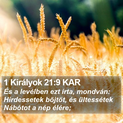 1 Királyok 21:9 KAR Bible Verse Image