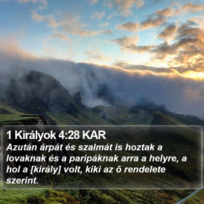 1 Királyok 4:28 KAR Bible Verse Image
