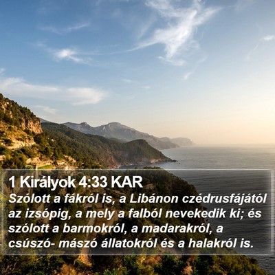1 Királyok 4:33 KAR Bible Verse Image