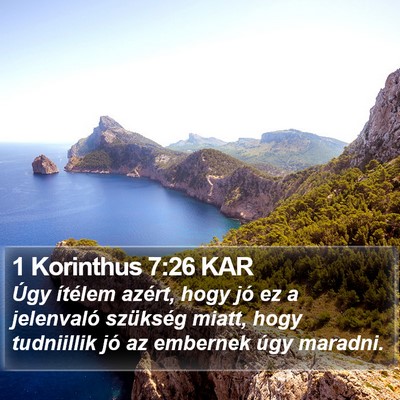 1 Korinthus 7:26 KAR Bible Verse Image