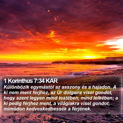 1 Korinthus 7:34 KAR Bible Verse Image