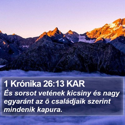 1 Krónika 26:13 KAR Bible Verse Image