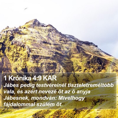 1 Krónika 4:9 KAR Bible Verse Image