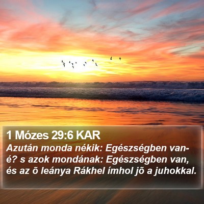 1 Mózes 29:6 KAR Bible Verse Image