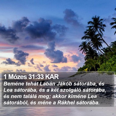 1 Mózes 31:33 KAR Bible Verse Image