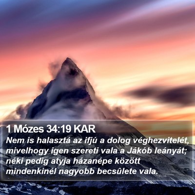 1 Mózes 34:19 KAR Bible Verse Image