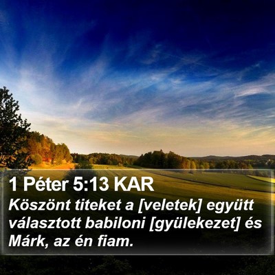 1 Péter 5:13 KAR Bible Verse Image
