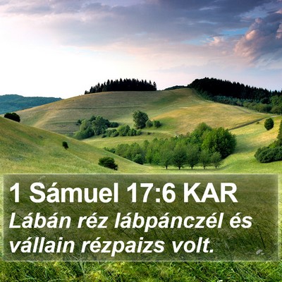 1 Sámuel 17:6 KAR Bible Verse Image
