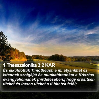 1 Thesszalonika 3:2 KAR Bible Verse Image