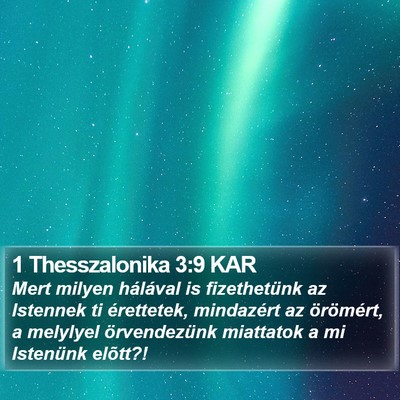 1 Thesszalonika 3:9 KAR Bible Verse Image
