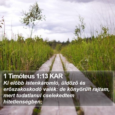 1 Timóteus 1:13 KAR Bible Verse Image